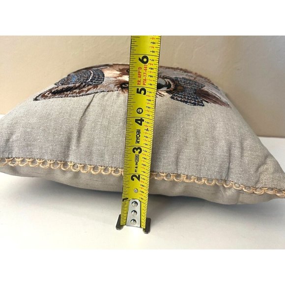 Pier 1 Accent Toss Pillow Embroidered Fox with Hat & Bowtie Neat Retro Art Rare - Picture 5 of 10